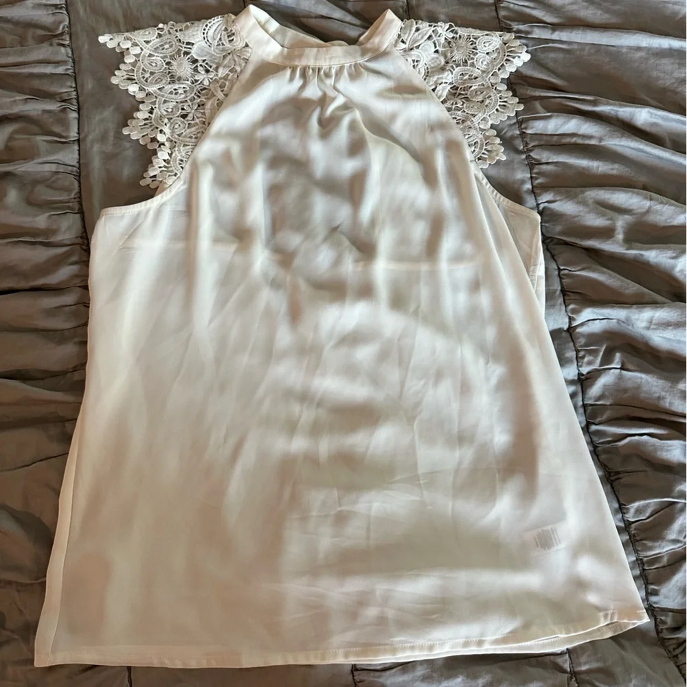 Express White Lace Detail‎ Blouse